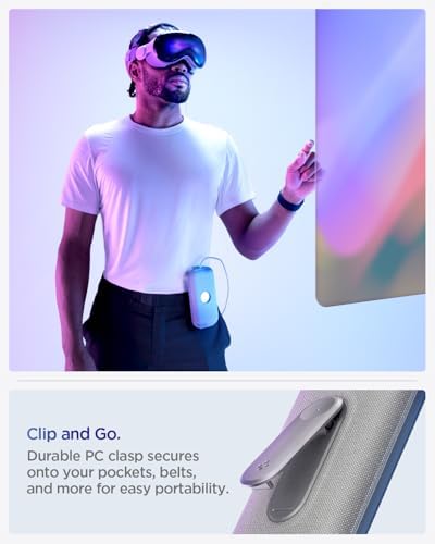 Spigen Battery Case for Apple Vision Pro, Battery Accessory with Belt Clip and Carabiner - Charcoal Grey