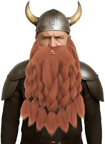Yan Dream Men's Viking Pre-Styled Fake Beard Synthetic Long Braid...