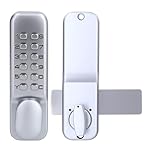 Digital Door Lock, Deadbolt Mechanical Combination Lock, Chrome Latch Keyless Entry Door Lock, Anti Theft Codes Lock for Bidirectional Gate Glass Door