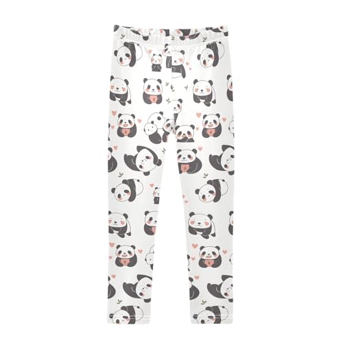 KLL Chinese Panda Cute Cartoon Girls Cotton Pants Stretchy Full Length Dance Pants Sports