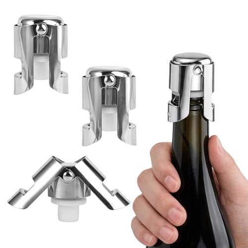 3 pcs Bouchons en Acier Inoxydable pour Bouteilles de Champagne