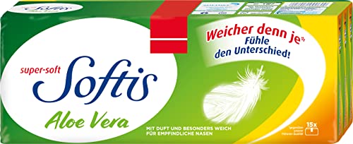 Regina Softis Taschentücher 4-Lagig Aloe Vera, 15 x 9 Stück