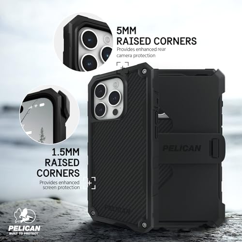 Pelican Shield iPhone 15 Pro Max Case - Rugged MagSafe Phone Case - Black | Magnetic Phone Case w/21ft Military Grade Drop Protection - Phone Cover w/ Belt Clip Holster Kickstand for iPhone 15 Pro Max - image 5