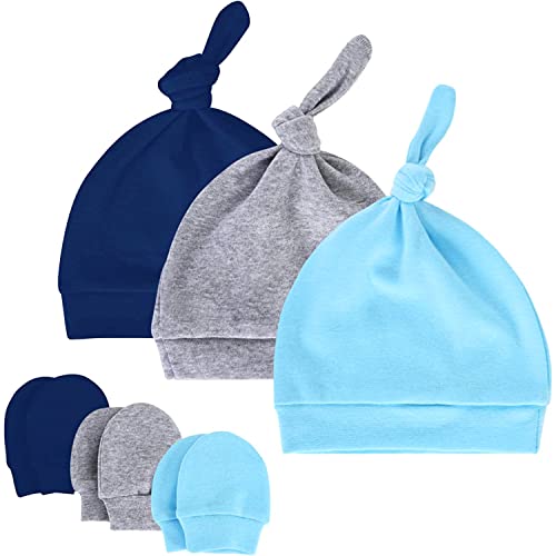 Image of TRENSOM Baby Boy Girl Hats 0-6 Months Infant Beanie Newborn Hats for Boys Girls, Baby Hat and Mitten Set Preemie Hats Baby Caps Top Knot Hat