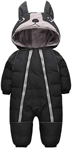 JiAmy Baby Boys' Snowsuits Romper Winter Hooded Jumpsuit Girls Infant Snow Wear Thick Outfits Black 24-30 Months