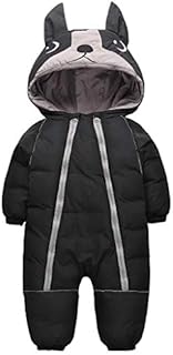 JiAmy Baby Boys' Snowsuits Romper Winter Hooded Jumpsuit Girls Infant Snow Wear Thick Outfits Black 24-30 Months
