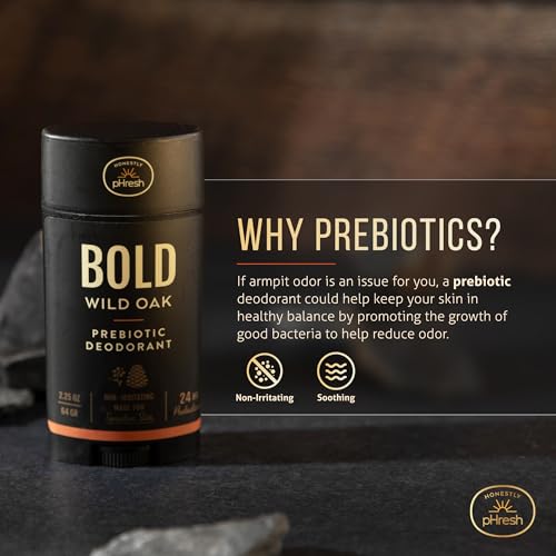 Image of Honestly pHresh Prebiotic Natural Deodorant for Men - Aluminum & Baking Soda Free with 24 Hour Odor Protection. Clean Vegan Deodorant for Sensitive Skin. Made In USA - Bold Wild Oak Scent, 2.5 oz