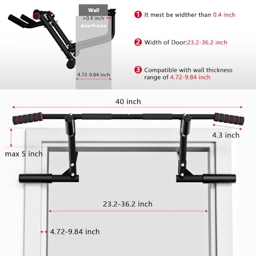 ONETWOFIT 2026 Upgrade Multi-Grip Pull Up Bar for Doorway - 460 lbs Heavy Duty Chin-Up Bar for Home Gym Exercise, Door Frame Pull Up Bar for Almost All Doors by ONETWOFIT - Image 3