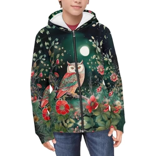 Kids Animals Print Full Zipper Hoodies Warm Hooded Sweatshirt With Pocket for Boys Girls 6-16 Years3