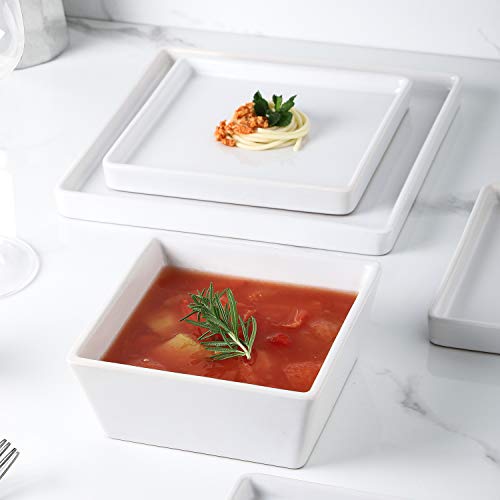 Stone Lain Grace Square Stoneware Dinnerware Set, 24 Piece Service For 8, White #TOP4