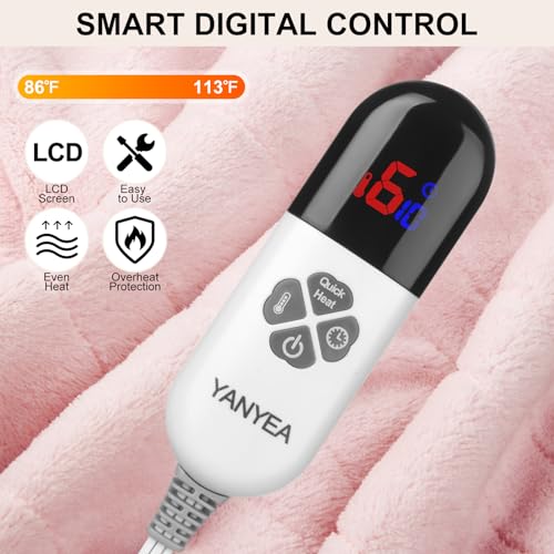 Electric Heated Throw Blanket Sherpa 50"x60" Pink Machine Washable 6 Heat Settings 4 Hours Auto Off Overheat Protection for Home Office Use - Image 6