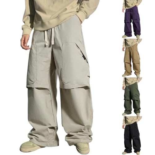 ZGHQHCDRH Mens Cargo Pants Drawstring Casual Hiking Pants Joggers Athletic