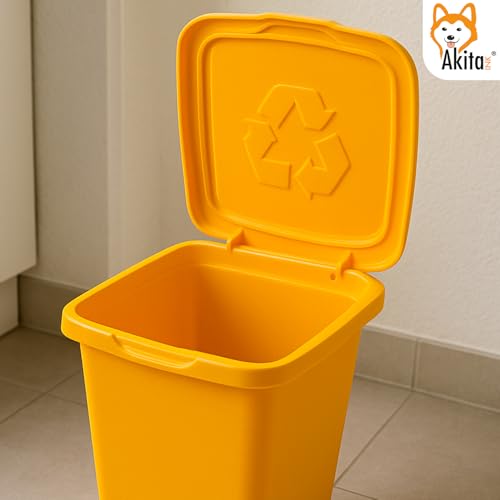 Akitaink Set 3 Contenitori Pattumiere Da 50L - Totale 150 Litri, Per Raccolta Differenziata - Bidoni Multicolore In Plastica Resistente, Ideali Per Cucina, Giardino E Ambienti Esterni - Made In Italy. - 5