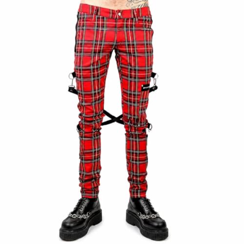 red and black plaid dress pants mens Punk Style Pants, Tartan with Straps, Cross Strap Design,Trousers Unisex Tartan Emo Punk Gothic Tapered (US, Numeric, 32, Regular, Regular, Red) : Clothing, Shoes & Jewelry st-dresses-under-50 Color:BLACK-2 fit cut — creates White Dress Black Trim