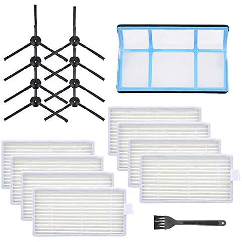 Smilyan Replacement Parts for ILIFE V3 V3s V5 V5s Pro Robotic Vacuum Cleaner, Accessories Kit Includes Primary Filter & Side Brushes & 8 Robot Vacuum Cleaner Filters (1+8+8) Cover