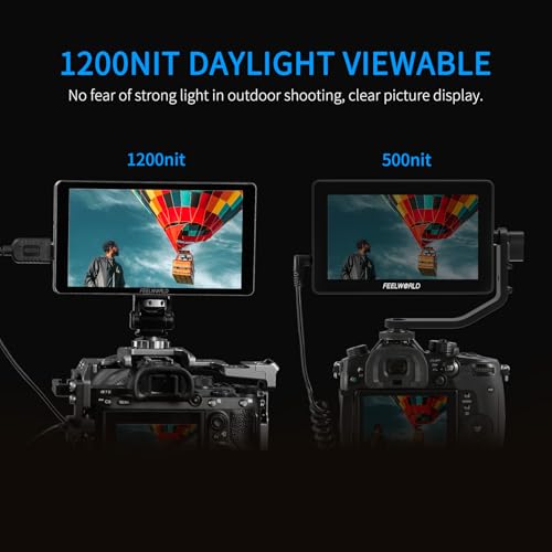 Image of FEELWORLD P6XL 6 inch 1200nit Aluminium Camera Field DSLR Monitor Touchscreen High Brightness Portable Waveform HDR 4K HDMI Input and Output 3D LUT Out Weight 330g