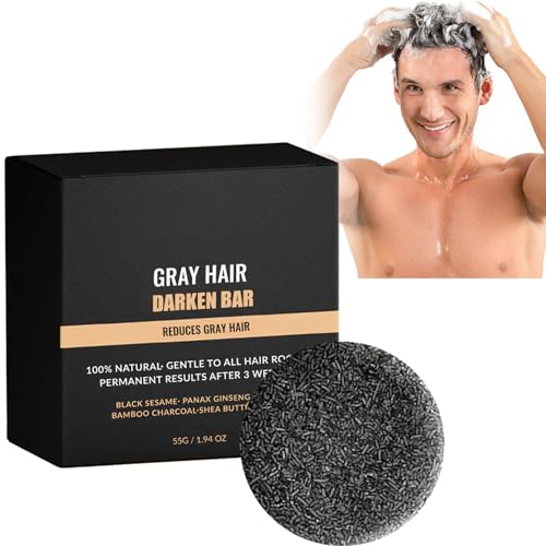 Grey Reverse Shampoo Bar,Hair Darkening Shampoo Bar, Sapone per capelli,Shampoo Oscurante per Capelli, Scurimento Tutto Naturale Shampoo Bar Per Capelli Grigi, Previene la Caduta dei Capelli
