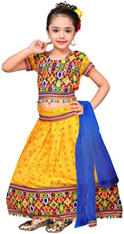 AHHAAAA Kids Ethnic Cotton Blend Radha Dress Lehenga Choli Chania Choli Set For Baby Girls