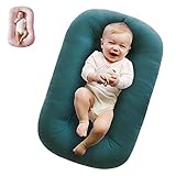 Baby Lounger Pillow for Newborn, 0-12 Months Baby Lounger Nest Pillow Cosleeping for Baby in Bed, Newborn Lounger for Baby (Dark Green(with Coat))