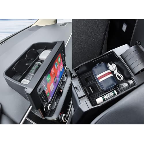 EDBETOS 2PCS Center Console & Dashboard Organizer Set for Toyota Corolla 2019-2026 & Corolla Cross 2022-2026 Accessories, Armrest Console Tray + Behind Screen Storage Box for 8-Inch Touch Screen Only