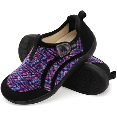 Spesoul Womens Slippers Adjustable Wide Diabetic Shoes Swollen Edema House Slippers Indoor Outdoor Slippers Barefoot House Shoes Cozy Walking Shoes for Bedroom Office Travel 10 Wide Cover