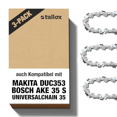 3 tallox Sägeketten 3/8' 1,1 mm 52 TG 35 cm Schwert kompatibel mit Oregon Makita Bosch