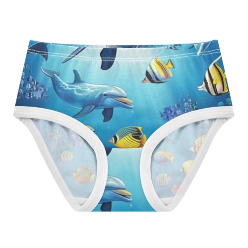Cute Dolphins Fish Blue Toddler Underwear Custom 2t Cotton Panties Little Girl Fun Underpants Briefs