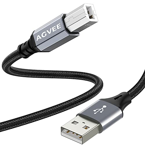 AGVEE [2 Pack 6.6ft] USB Printer Cable, A to B MIDI Cable Cord, Braided Stable Data for HP Canon Epson Brother Printer, Piano, Midi Controller, Midi Keyboard, Audio Interface Recording, Dark Gray