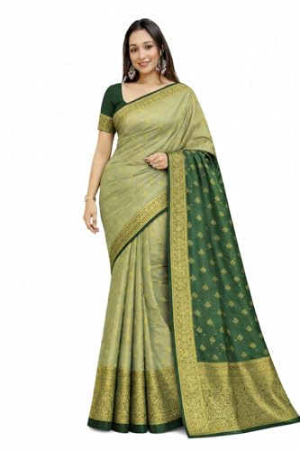 Uppada Pattu Traditional Silk Saree with Golden Zari Border, Cream and Maroon (Green)