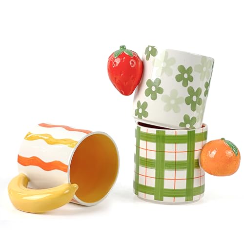 Set de 3 tazas de cerámica con diseño frutal miniatura 1