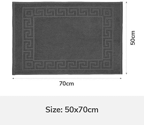 Gailarde Terry Towelling Bath Mat 700g, Dusky | 100% Cotton Towel Rug, Greek Key Border Design, Machine Washable Mats | Indoor Rugs, Bathroom Towels, Shower Accessory