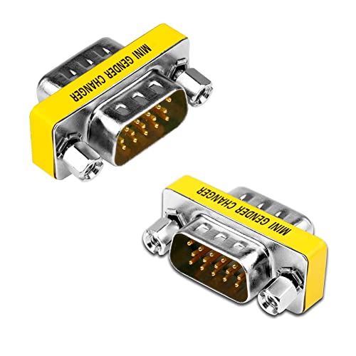 iYueMps 5Pack VGA Gender Changer, HD15 VGA SVGA 15Pin Male to Male Mini Coupler Adapter, Silver with Black - Image 2