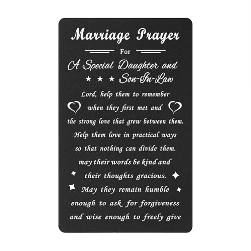 ENGZHI Daughter and Son In Law Anniversary Card, Metal Engraved Wallet Card