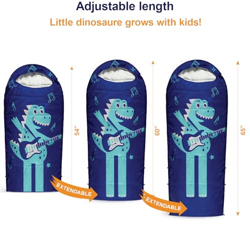 Bolsa de dormir ajustable para niños estilo momia con manga para almohada, 4 estaciones 32-59°F, liviana y estilo mochila, ideal para camping miniatura 2