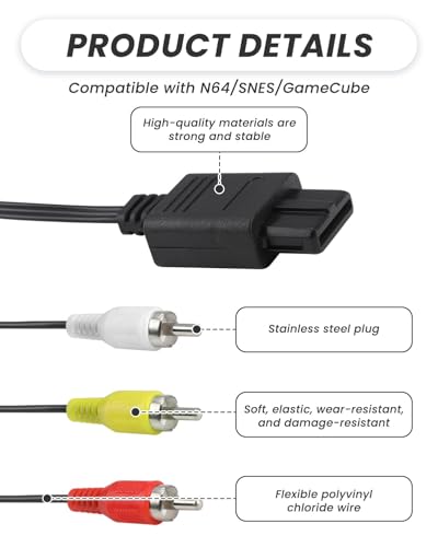 AV Kabel für Nintendo N64 Stereo Audio Video AV RCA Composite kabel für Nintendo GameCube/NGC/64/N64/SNES/GC/Super Famicom TV HDTV DVD Fernseher Monitor 1,8 Meter Videokabel – Bild 4