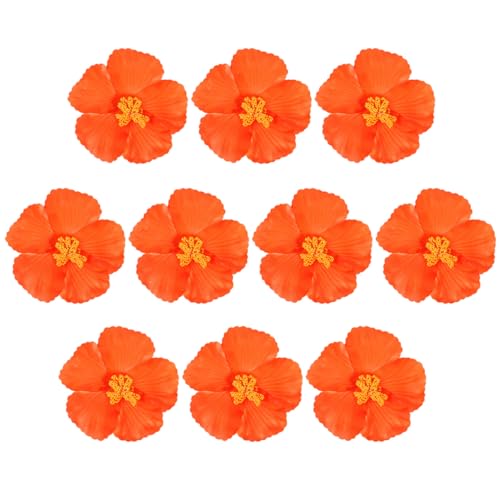 PRETYZOOM 10 Fleurs d'hibiscus Artificielles HawaïEnnes DéCoration Tropicale pour FêTe D'ÉTé Et ÉVéNements IntéRieurs ExtéRieurs en Eva Orange