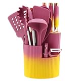 15 Stück Silikon Küchenhelfer Set, Küchenutensilien Set, Antihaft Hitzebeständiger Kochutensilien Kochgeschirr mit Utensilienhalter, Spülmaschinenfest, für Kochen und Backen