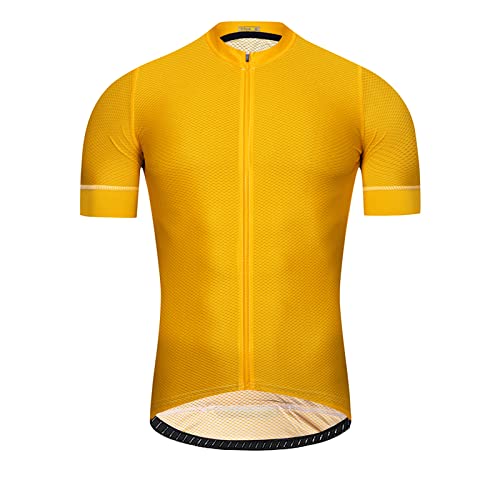 Luisbibe Cyclisme Maillot Manches Courtes été VTT vélo Chemise Descente Cycle Route séchage Rapide vêtements Montagne vélo Respirant (XL, Jaune) Cover