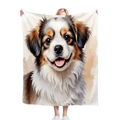 Couverture Polaire 220x240 Chien Plaid Douillet pour des Nuits Cosy en Famille