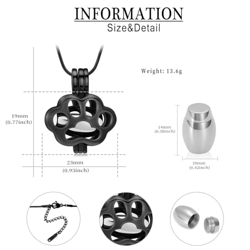 QGJNSGC Pet Cremation Jewelry for Ashes for Dog Cat Paw Print Memorial Locket Urn Necklace with Mini Case Keepsake Cremation Jewelry for Women/Men - Image 2