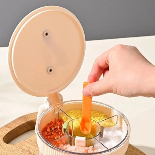 Image of HAMSA Multipurpose Spice Jars for Kitchen, Masala Box Container, Small Spices Box Rack, Seasonings Jar - Acrylic (4 in 1 Jar)