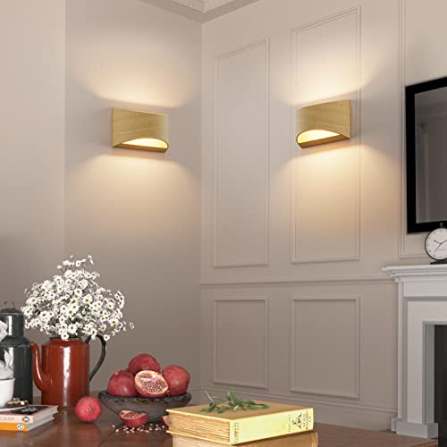 Aipsun Aluminum Modern Wall Light Fixtures 1 Pack Indoor Led Wall Sconce Hardwired Wood Texture Up And Down Wall Mount Light For Living Room Bedroom Hallway Corridor Warm White 3000K(With G9 Bulbs) #TOP7