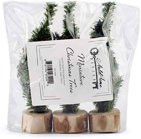 AuldHome Mini Christmas Trees (3-Pack, 8-Inch); Canadian Pine Greenery Tabletop Holiday Decor