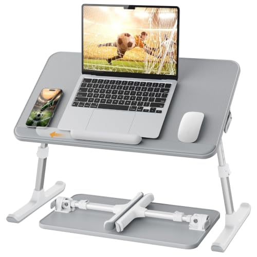 SAIJI Non-Slip Leather Lap Desk Laptop Bed Tray Table, Laptop Stand for Bed