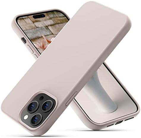 OitiYaa Silicone Case Compatible with iPhone 14 Pro Max Case 6.7 Inch, Soft Ultra Slim Protective Shockproof Liquid Silicone Phone Case with Anti-Scratch Microfiber Lining,Stone