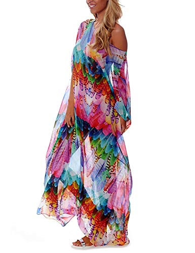 Bsubseach Swimsuit Cover Up for Women Chiffon Half Sleeve Swimwear Beach Caftan Dress