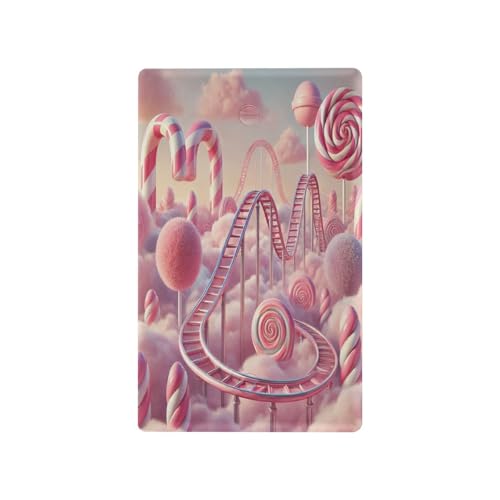 Candy Rollercoaster Pink Light Switch Cover Decorative Receptacle Outlet Wall Plate Guard Plastic Outlet Covers for Farmhouse Home Decor Livingroom (Unused Outlet Cover)