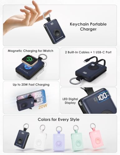 Portable Charger 5000mAh 20W Power Bank Built-in 2 Cables&iWatch Charger - image 2