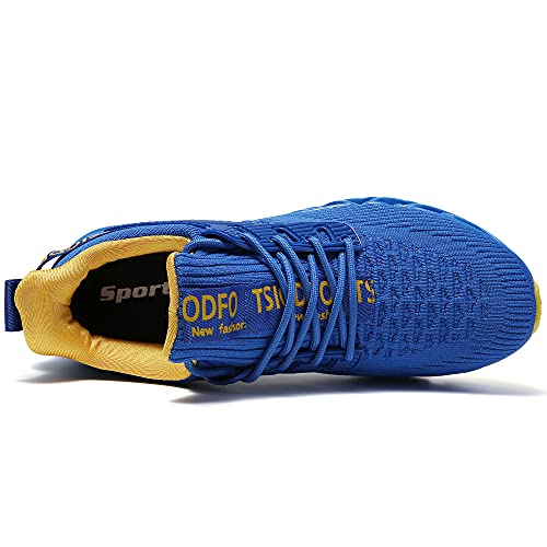 Tsiodfo Slip On Sneakers For Women Casual Sport Running Shoes Athletic Train Tennis Walking Shoes Ladies Gym Workout Sneaker Blue Yellow Size 8 #TOP3