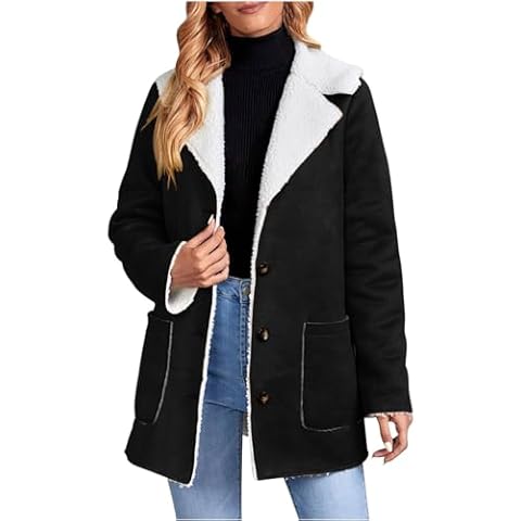 AMhomely Women's Faux Suede Shearling Jacket Cover